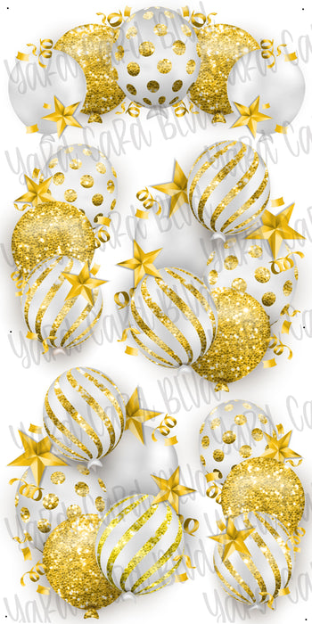 Celebrate Balloon Bundles - White and Yellow Gold Glitter