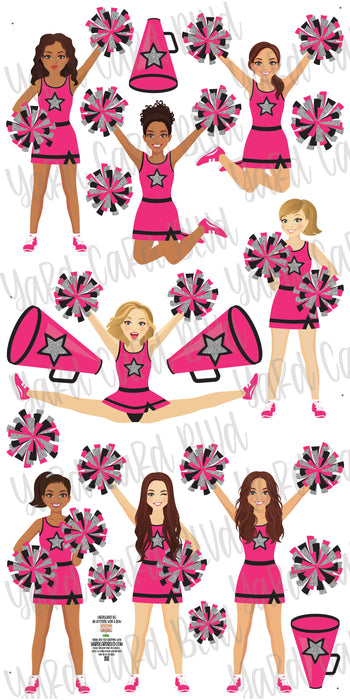 Cheer Squad Set Neon Pink and Silver