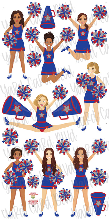 Cheer Squad Set Blue Red and Silver