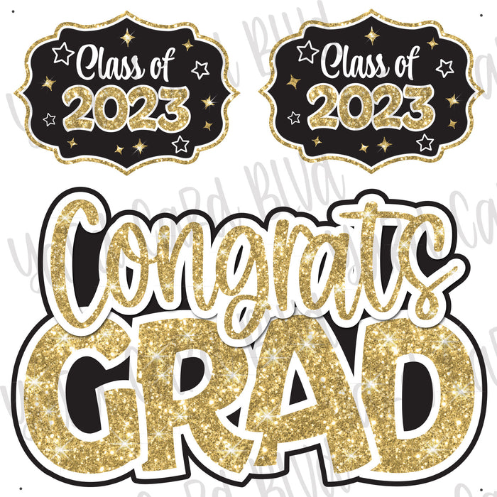 Congrats Grad Half Sheet Gold Glitter