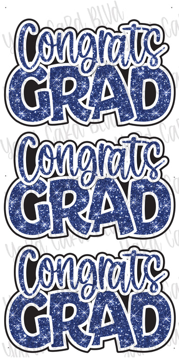Congrats Grad Blue Glitter