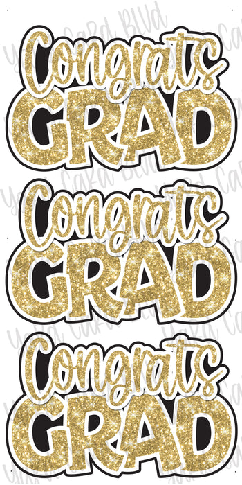 Congrats Grad Gold Glitter