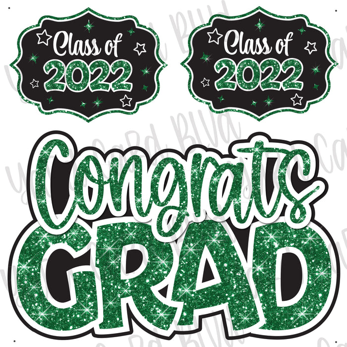 Congrats Grad Half Sheet Green Glitter