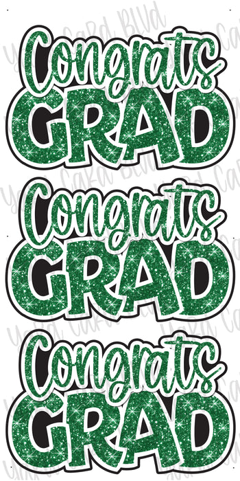 Congrats Grad Green Glitter