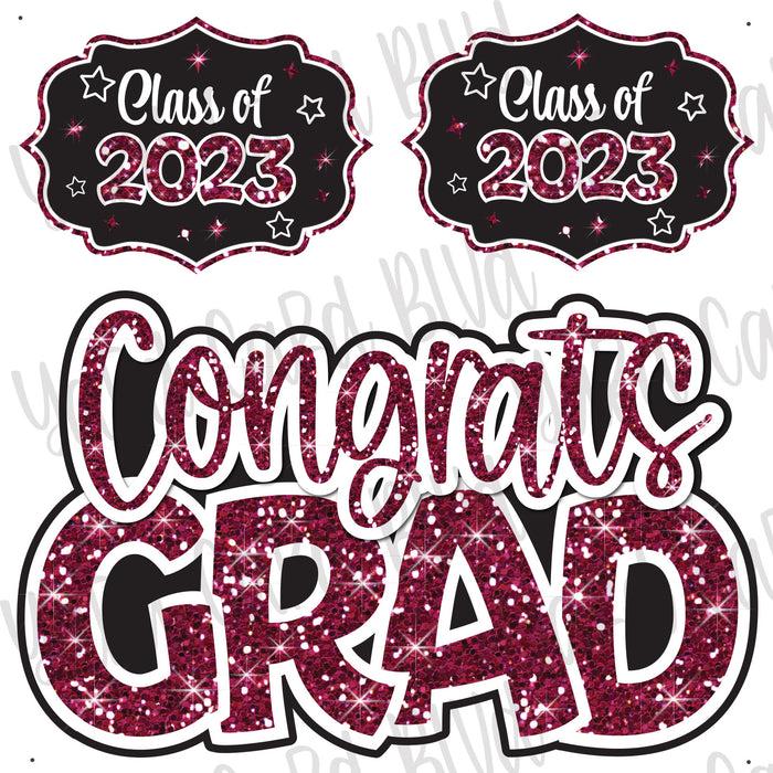 Congrats Grad Half Sheet Maroon Glitter