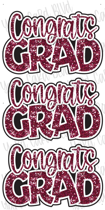 Congrats Grad Maroon Glitter