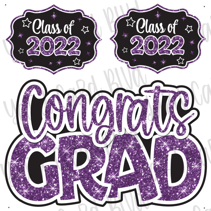 Congrats Grad Half Sheet Purple Glitter