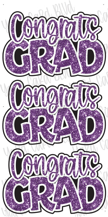 Congrats Grad Purple Glitter