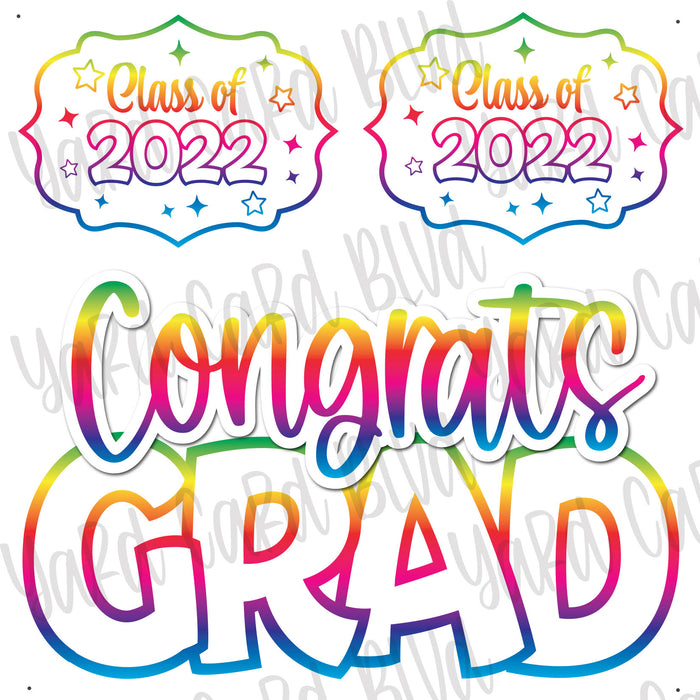 Congrats Grad Half Sheet Bright Rainbow