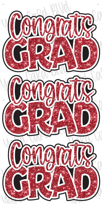 Congrats Grad Red Glitter