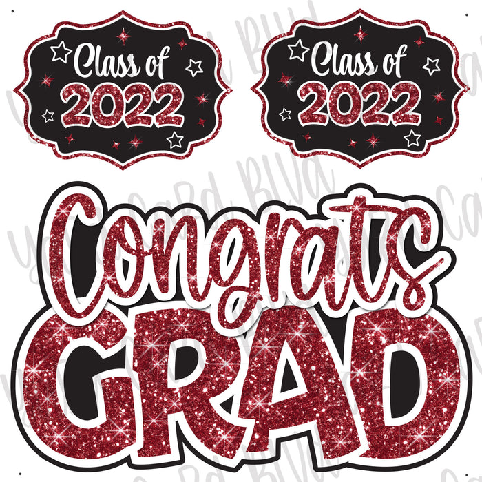 Congrats Grad Half Sheet Scarlet Glitter