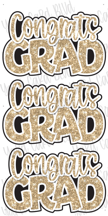 Congrats Grad Vegas Gold Glitter