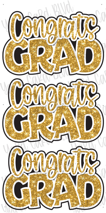 Congrats Grad Yellow Gold Glitter