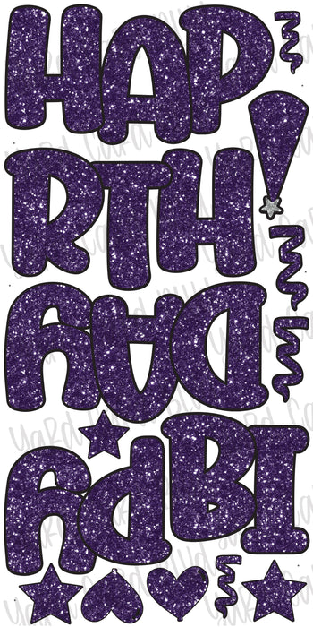 FAB5 Happy Birthday Splash Set in Dark Purple Glitter