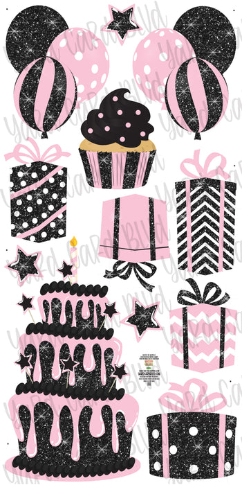 Light Pink and Black Flair Glitter Set