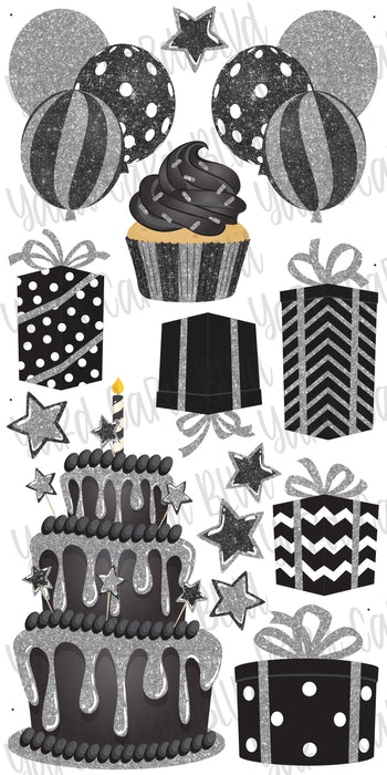 Black and Silver Glitter Flair Set