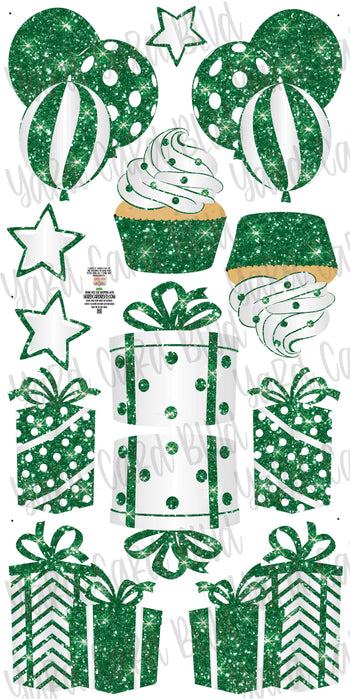 Mirrored Green Glitter Flair Set