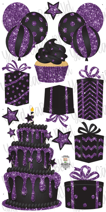 Black and Purple Glitter Flair Set