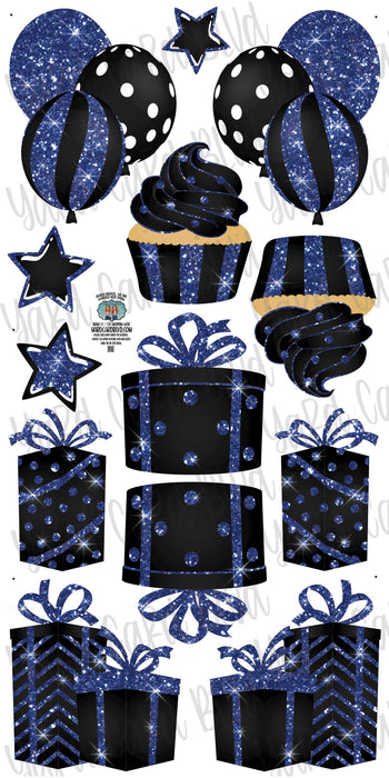 Mirrored Black and Blue Flair Set