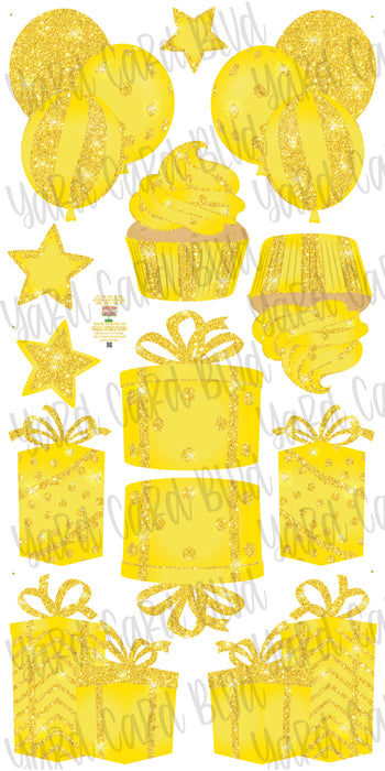 Mirrored Yellow Glitter Flair Set