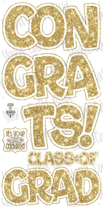 Congrats Grad Flex Set - Gold Glitter