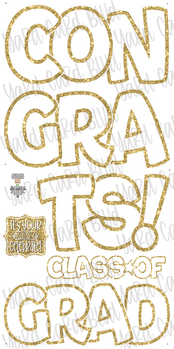 Congrats Grad Flex Set - Gold Glitter