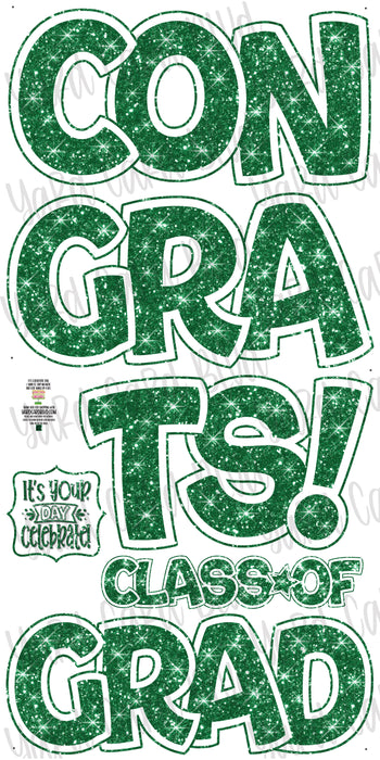 Congrats Grad Flex Set - Green Glitter