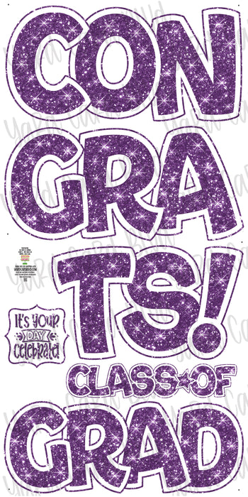Congrats Grad Flex Set - Purple Glitter