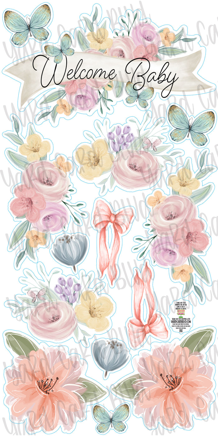 Floral Welcome Baby Ribbon Set — Yard Card Blvd