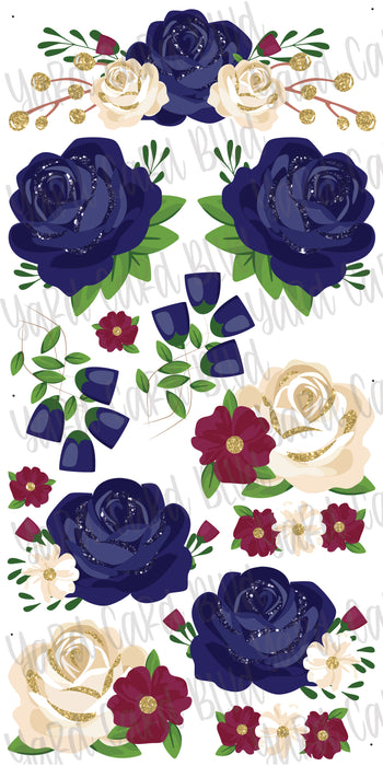 Navy and Maroon Flowers