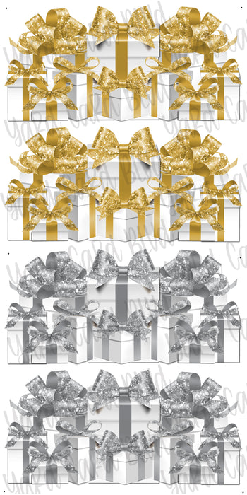 Gift Panels in Gold and Silver Glitter