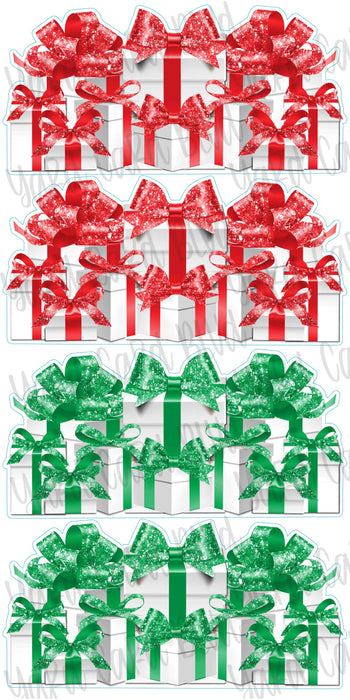 Gift Panels in Red and Green Glitter