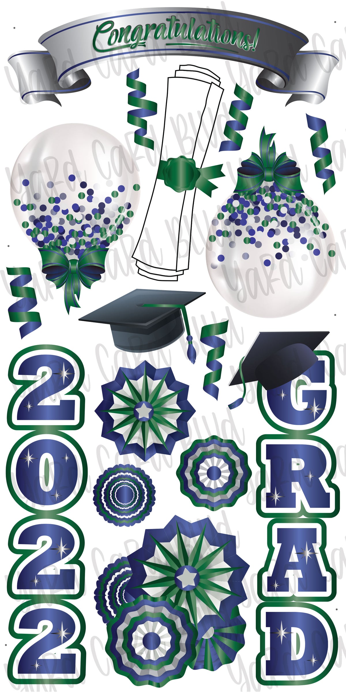 Congratulations Grad 2022 Blue and Green — Yard Card Blvd