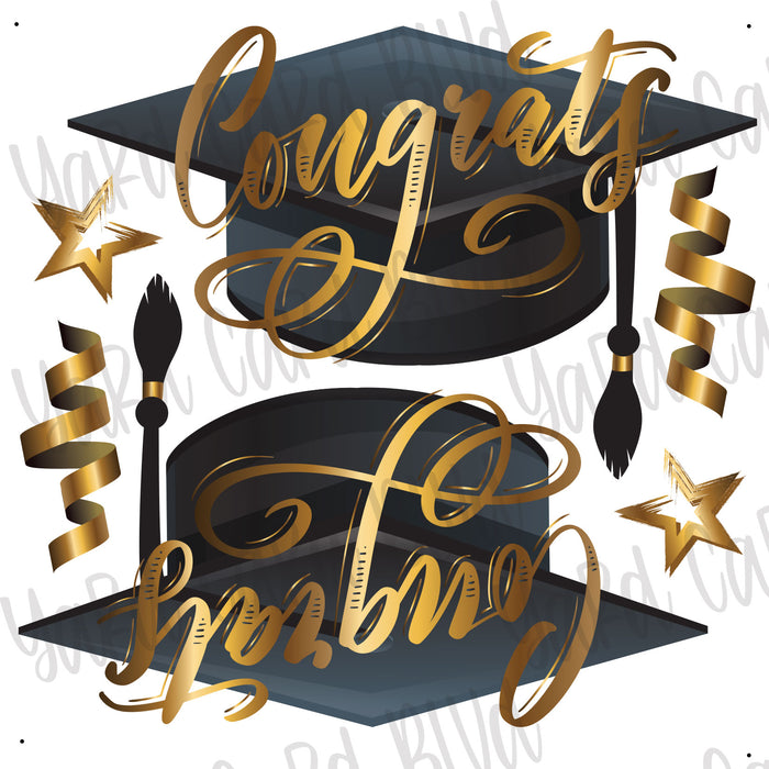 Graduation Hats!  Congrats Grad Gold Half Sheet