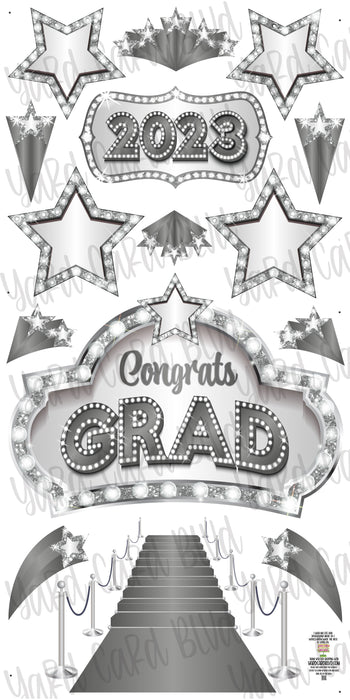 Silver & White Carpet Grad Set