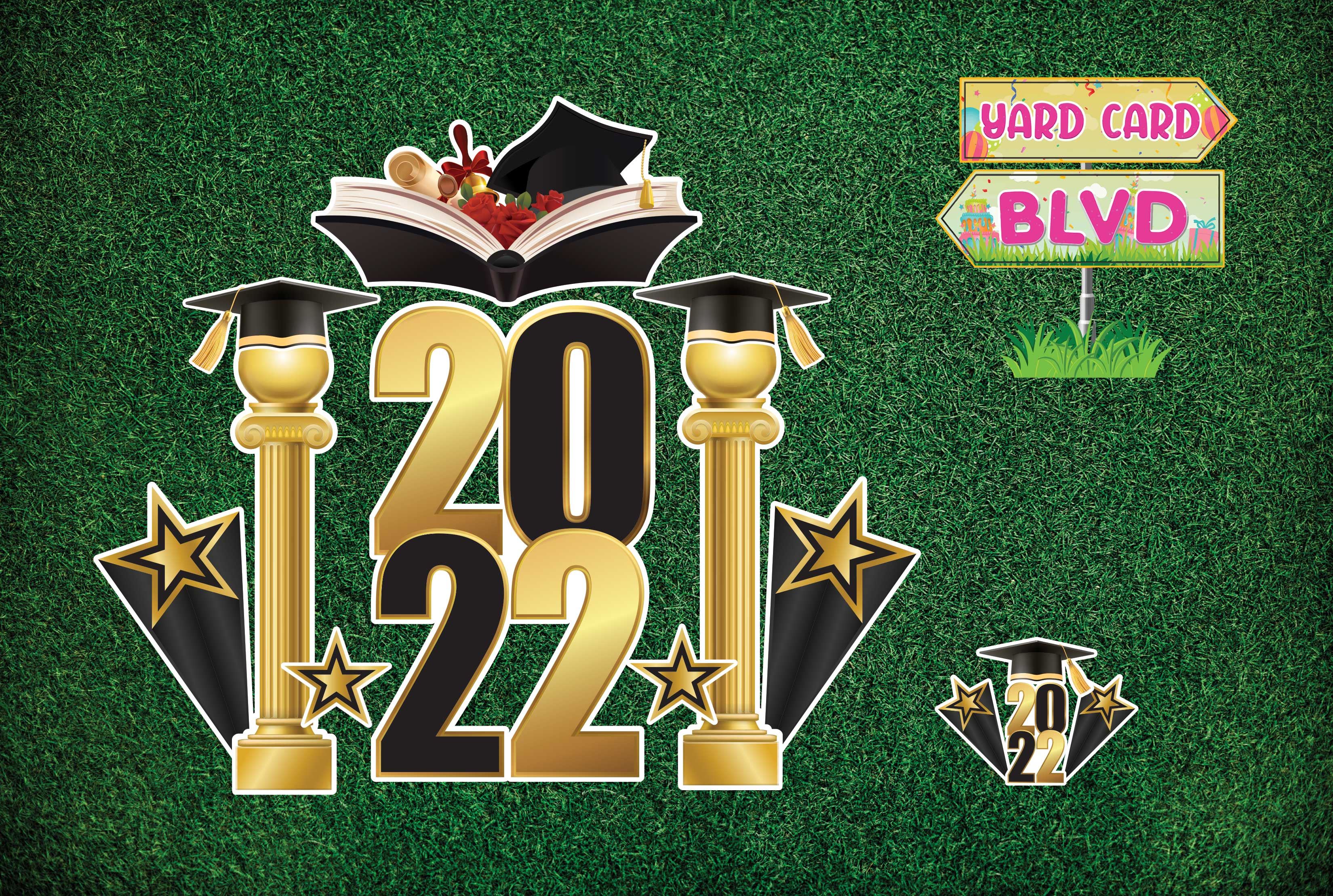 Grad Columns 2022 Black and Gold — Yard Card Blvd