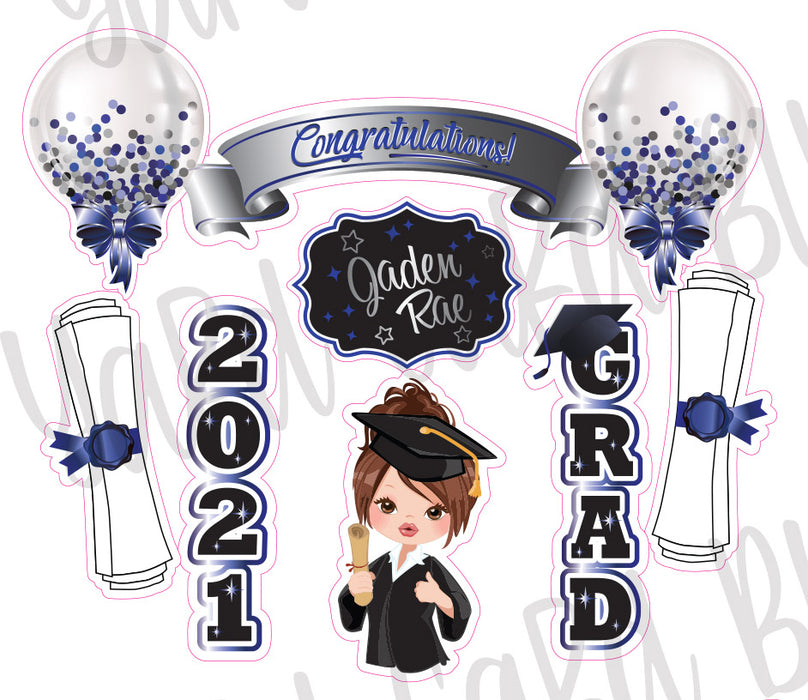 Bitty Bouquets - Congratulations Grad 2021 Orange and Blue