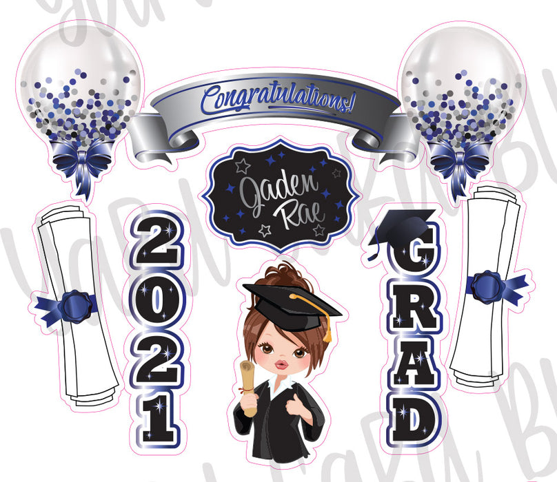 Bitty Bouquets - Congratulations Grad 2023 Blue and Silver