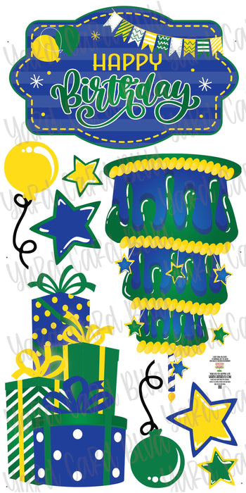 Happy Birthday Splash Set in Green, Blue and Yellow