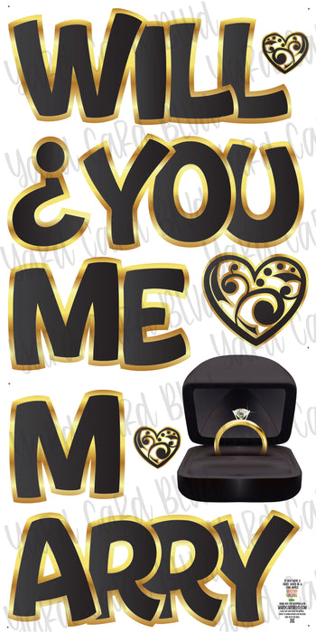 Will You Marry Me EZ Sets Gold and Black