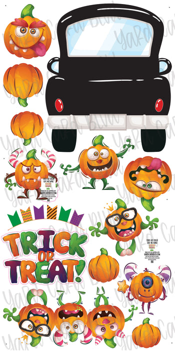 Black Fill 'er Up Pickup Truck with Trick or Treat Pumpkin Set
