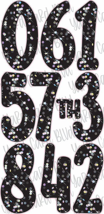 XL 32" Numbers - Playkidz Black Holographic Confetti