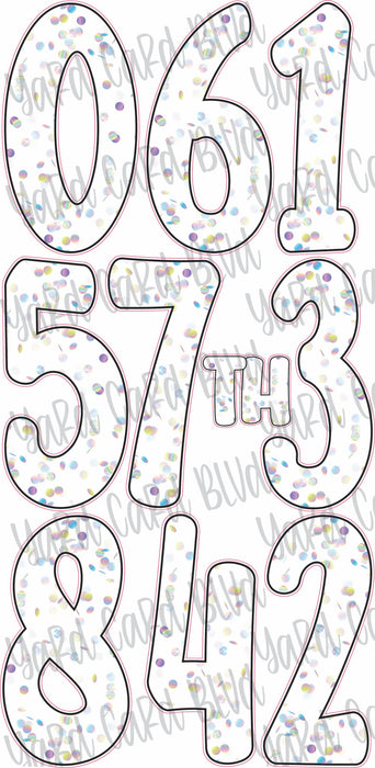 XL 32" Numbers - Playkidz White Holographic Confetti