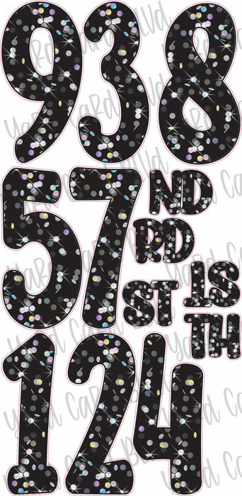 XL 32" Numbers - Playkidz Black Holographic Confetti
