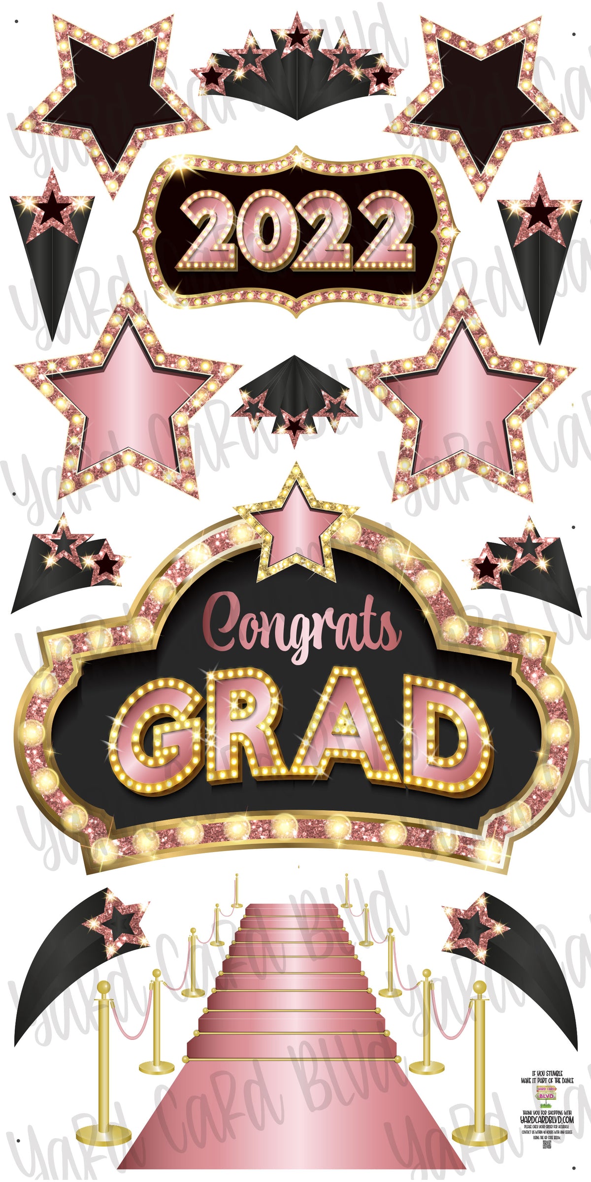Rose Gold Carpet Grad Set — Yard Card Blvd