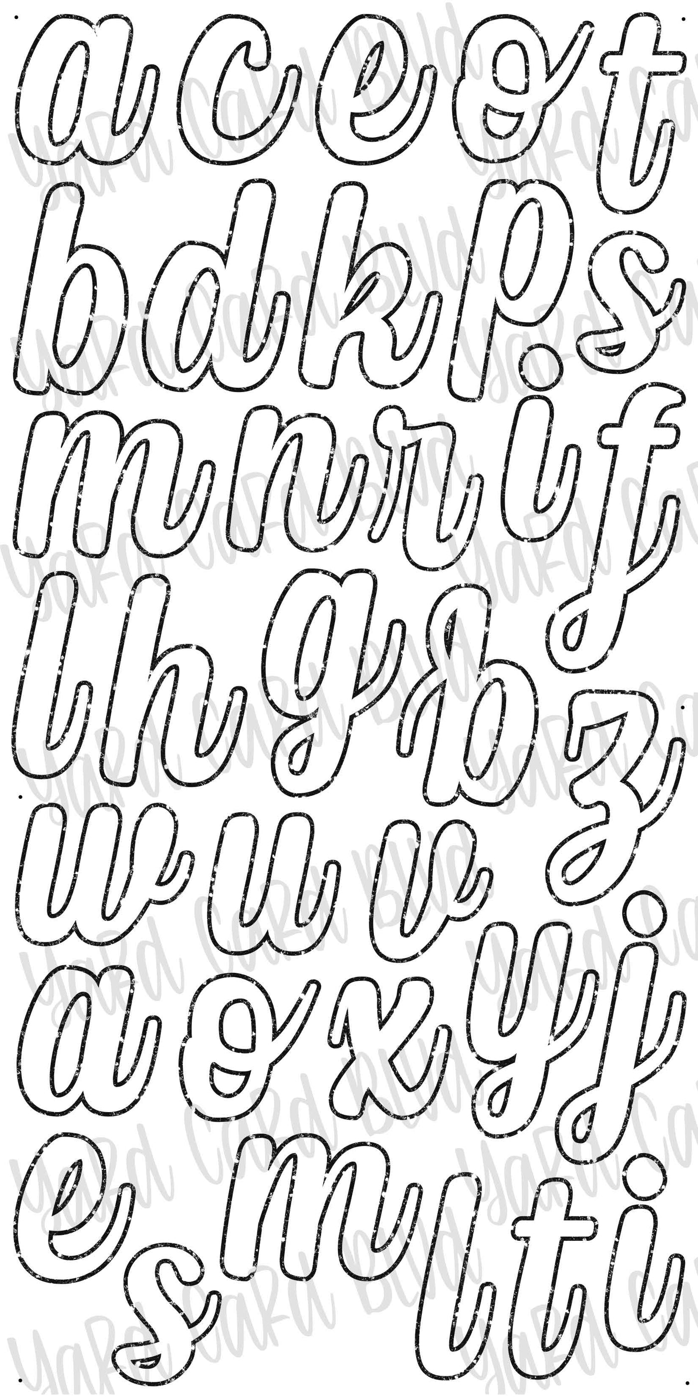 BLVD Script LOWER CASE Letter Set - 67 pieces — Yard Card Blvd