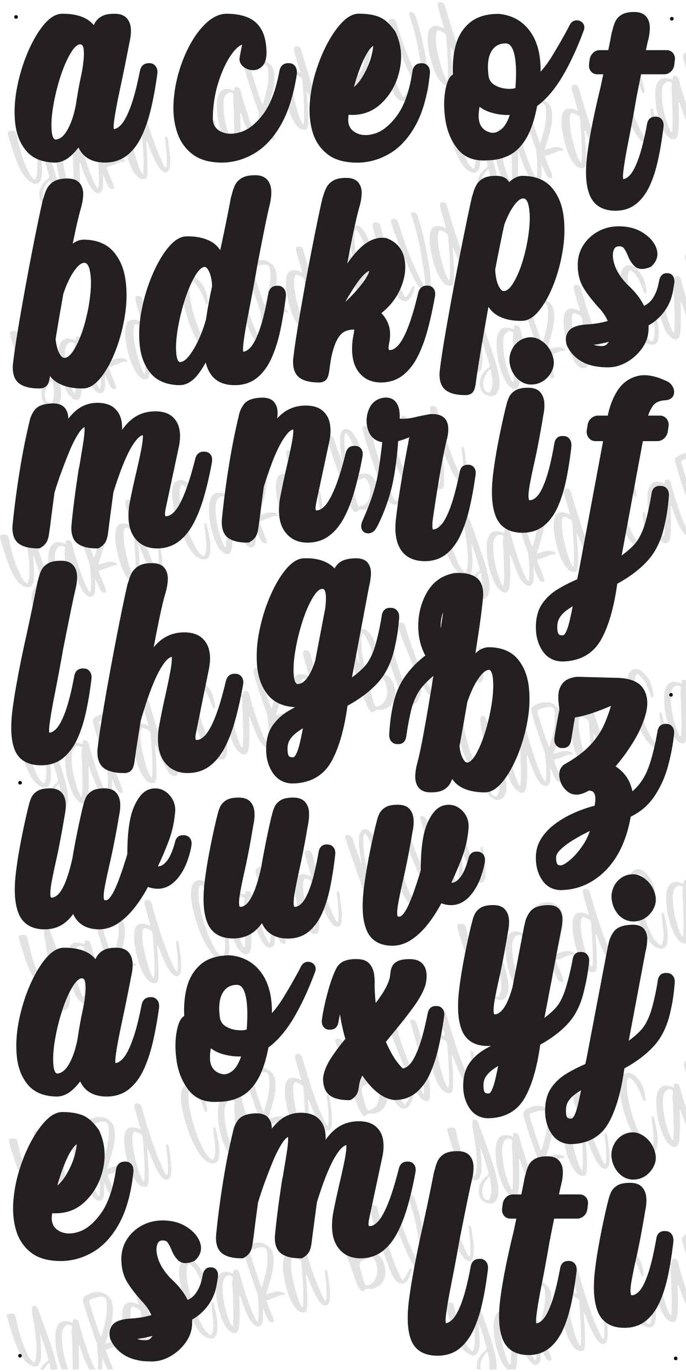 BLVD Script LOWER CASE Letter Set - 67 pieces — Yard Card Blvd