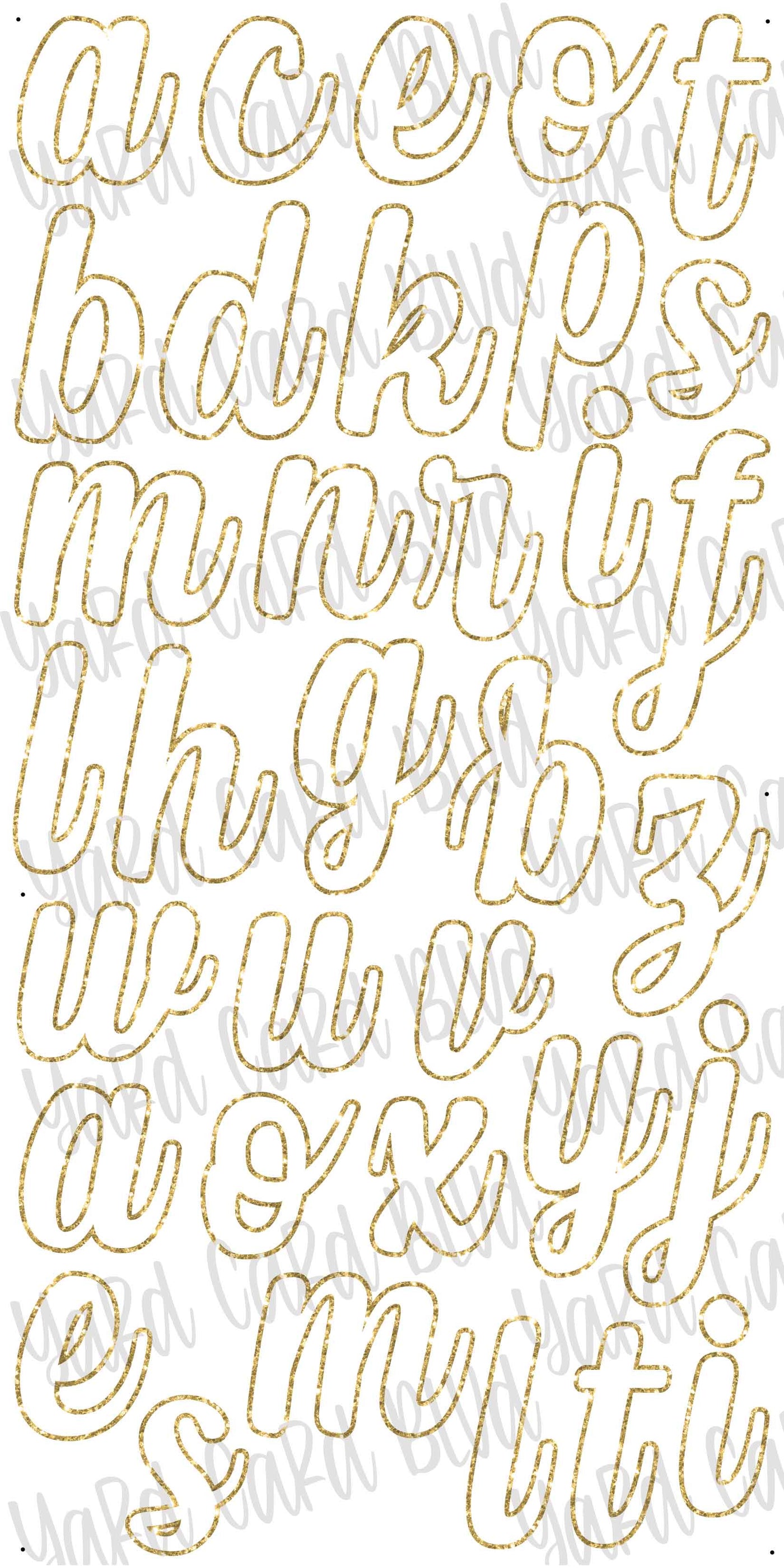 BLVD Script LOWER CASE Letter Set - 67 pieces — Yard Card Blvd