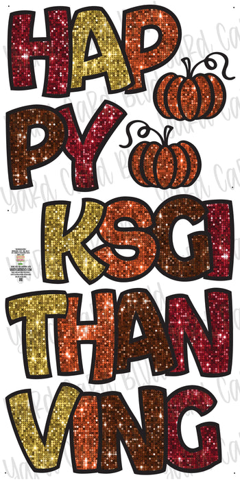 FAB5 Thanksgiving in Orange, Maroon, Brown and Gold Sequins
