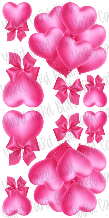 Valentine Heart Balloon Bundles - Hot Pink